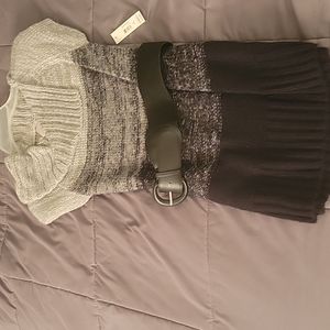 Sweater with belt.